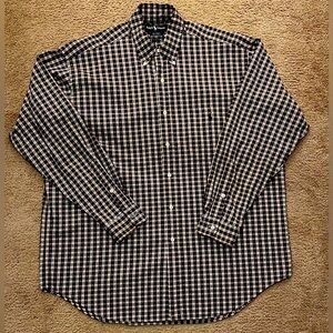 Ralph Lauren Men's Size LRG Big Shirt White Navy Red Plaid Oversized Button down